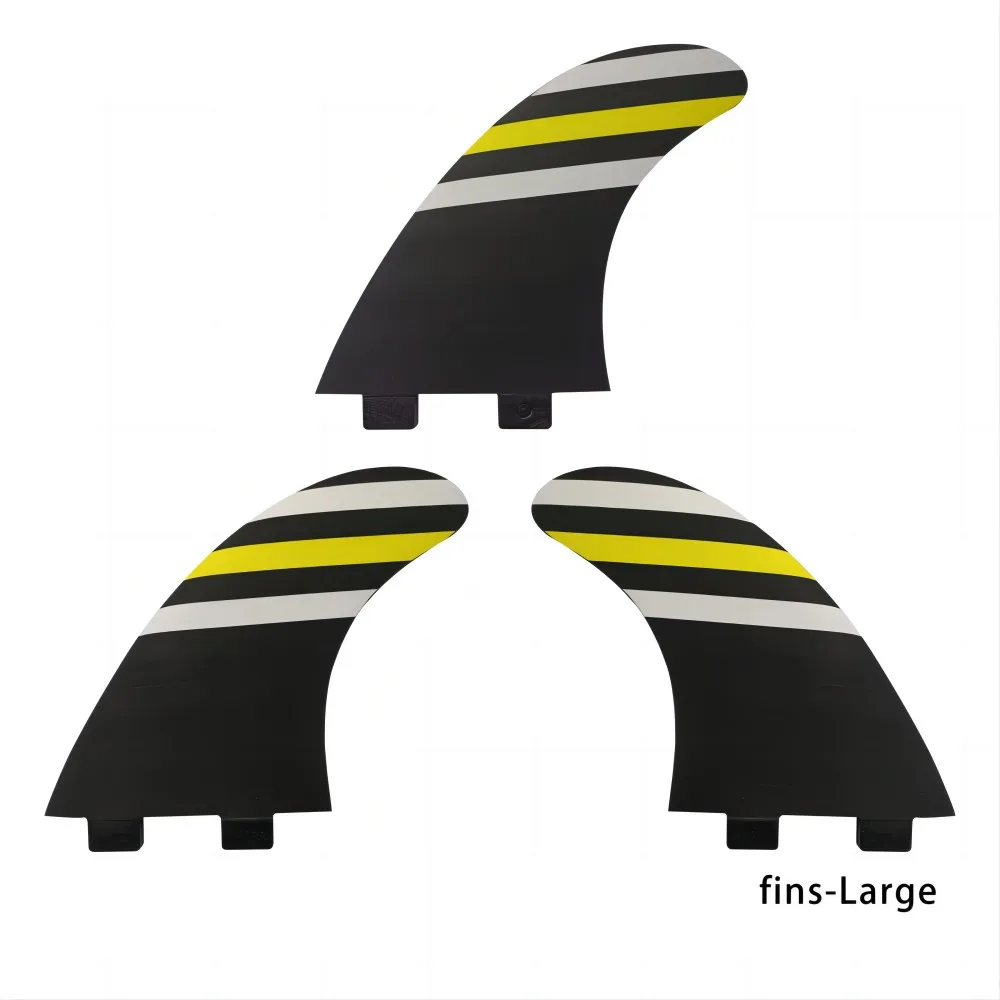 G7 FCS1 Surfboard Fins Performance Core Made of Epoxy Resin Honeycomb  Stabilizers Surf Fins Black white and yellow stripes