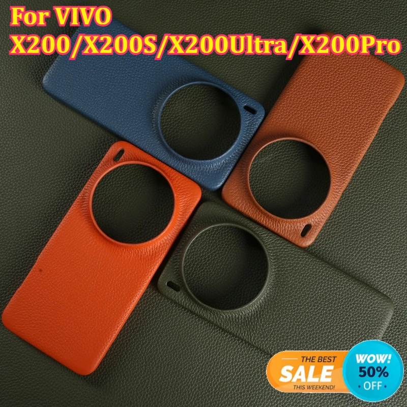 

Magnetic Genuine Leather Case For VIVO X200/X200S/X200Ultra/X200Pro Wireless Charging Back Coque Shockproof Fundas