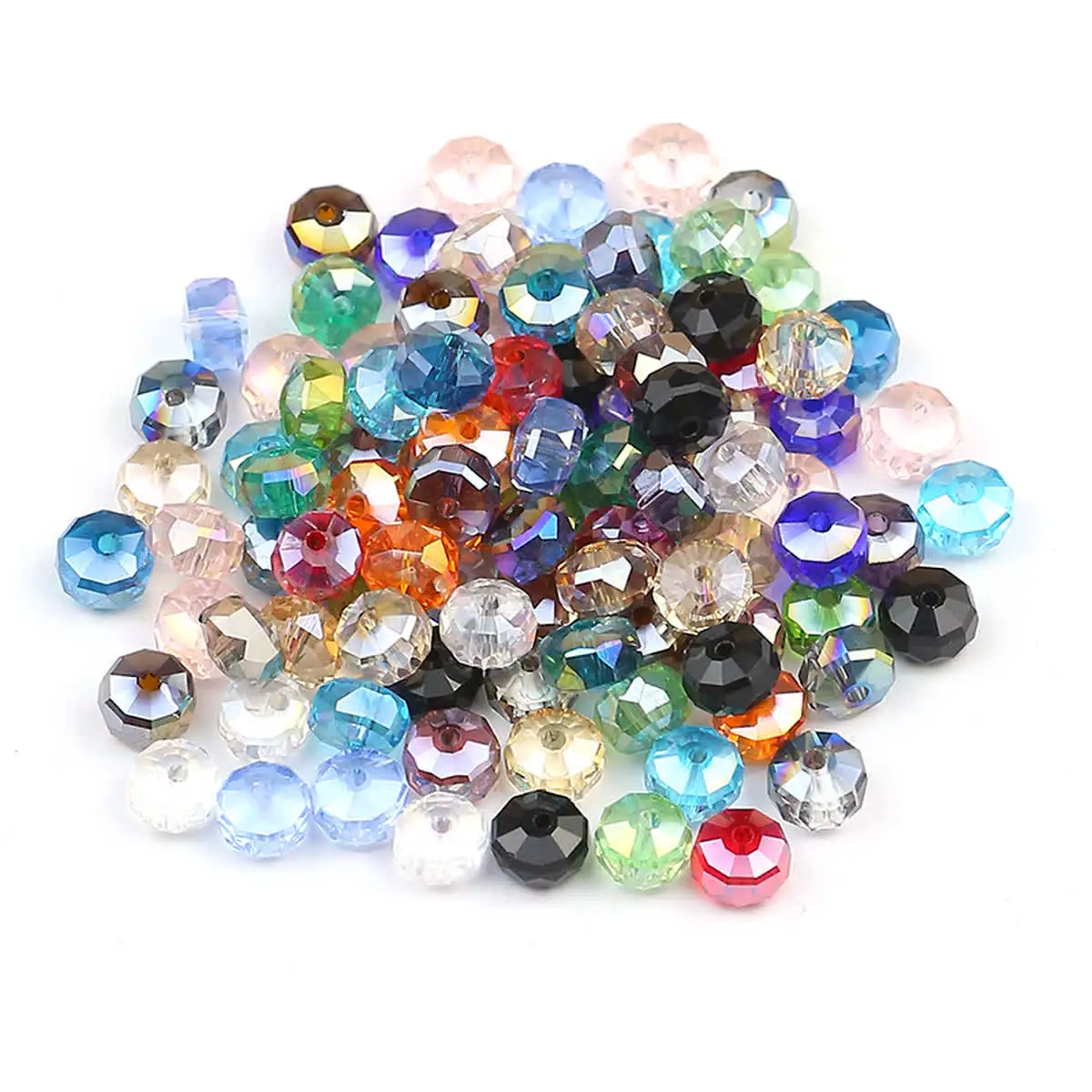 YHBZRET Wheel shape Austrian crystal beads 8x6mm 50pcs Flat round Loose Spacer Glass Bead for Jewelry making Bracelet Women DIY