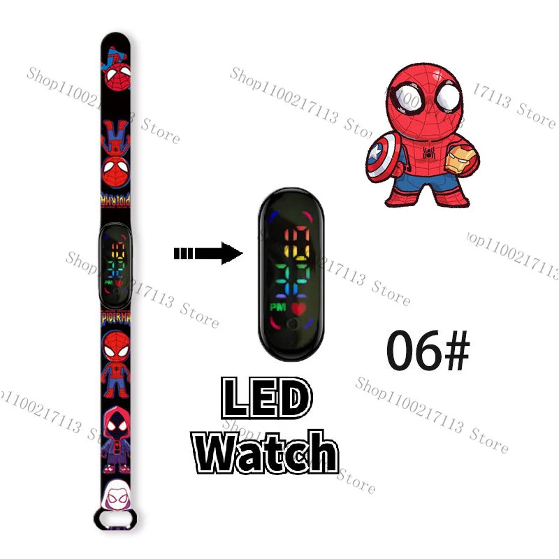 Disney MEDk-Montre électronique LED étanche pour enfants, bracelet de sport, figurine d'anime, imprimé Iron Man, services.com America