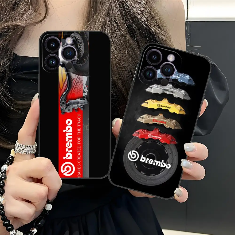 

B-Brembo Pretty Phone Case for iPhone 16 15 14 13 12 11 X XR XS 8 7 Pro Max Plus Mini Black Cover Smartphone Pretty