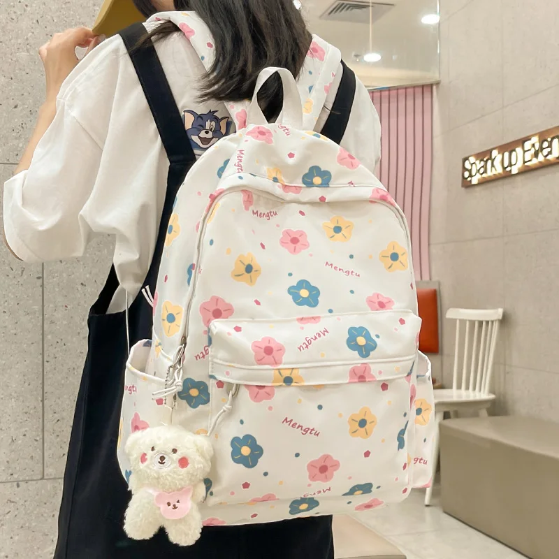 Ladies Cute Cartoon Printing Girl Travel Book Bag Trendy Women Laptop Leisure School Bags Female Fashion College Backpack Kawaii