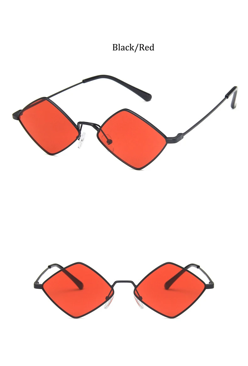 Hipster Polygon Damen-Sonnenbrille Unregelmäßiger Vintage-Rahmen Kleine Rhombus-Form Damen-Sonnenbrille Retro Legierung Brillen Schwarz – Detail 6