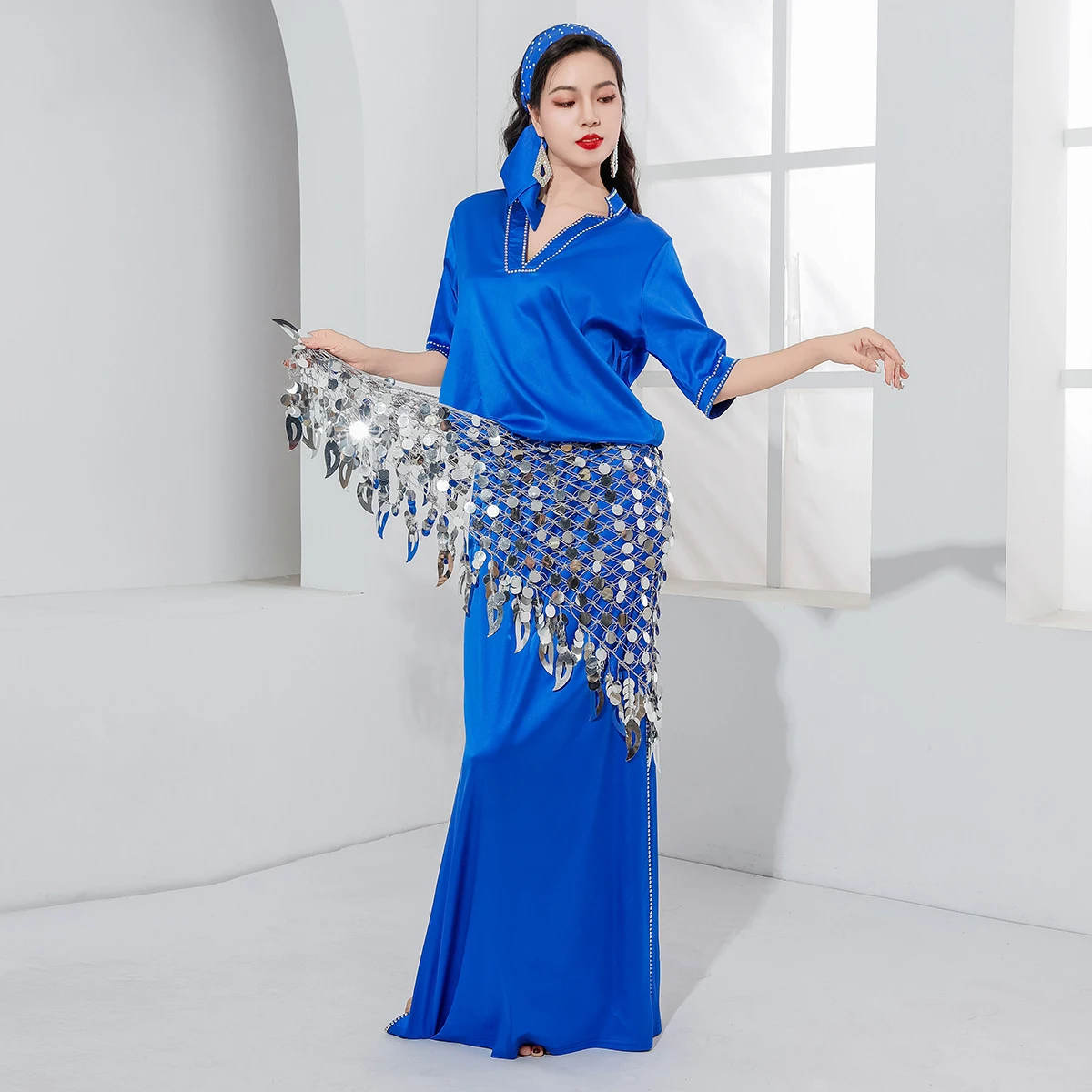 أداء الرقص الشرقي زي رداء قطعة واحدة فساتين شابي ممارسة البدلة بلدي أداء الرقص الشرقي زي 4 قطعة/3 قطعة #1