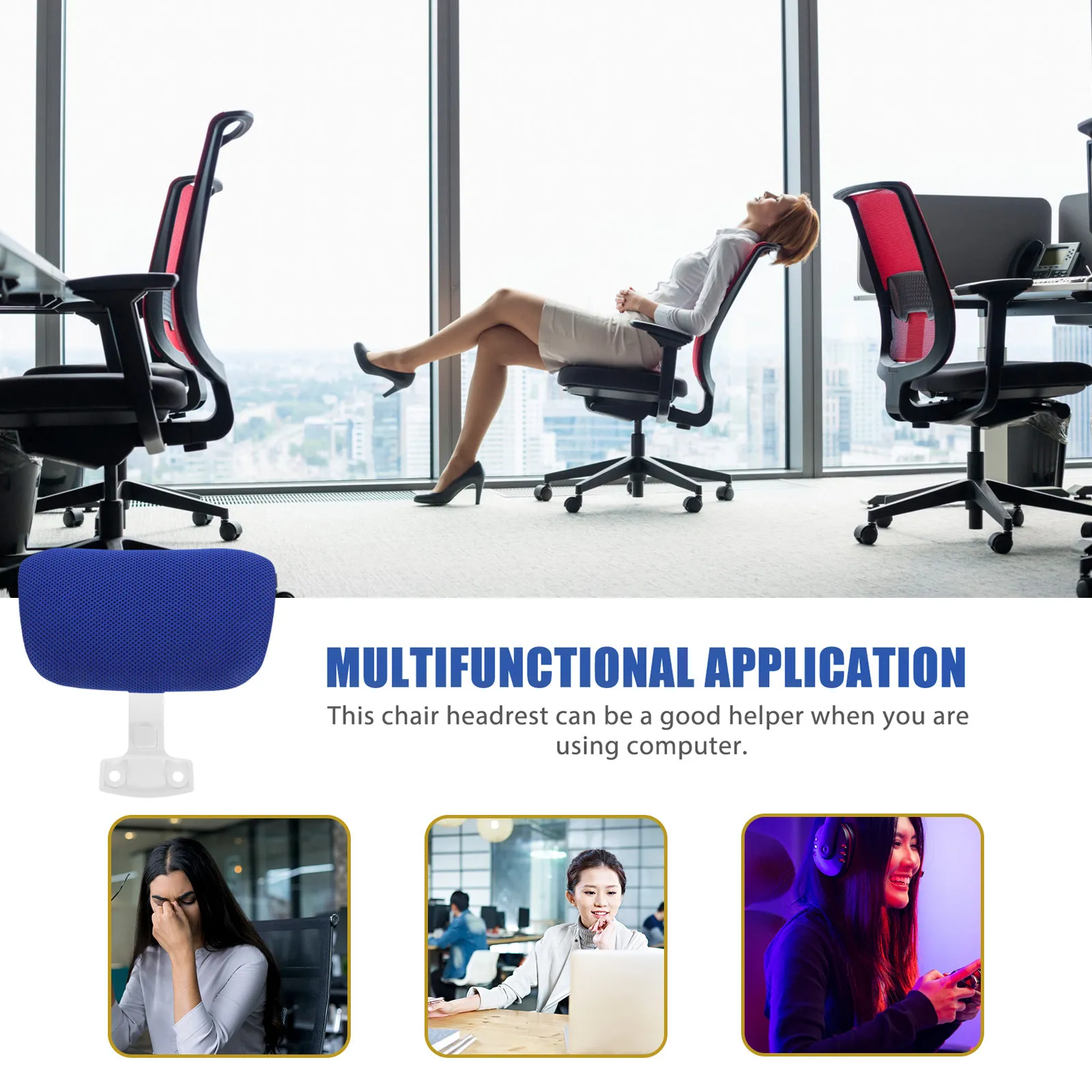 Office Chair Headrest Universal Adjustable Ergonomic Neck Support Cushion Computer Headrest for Work Comfort Head Rest for Chair
