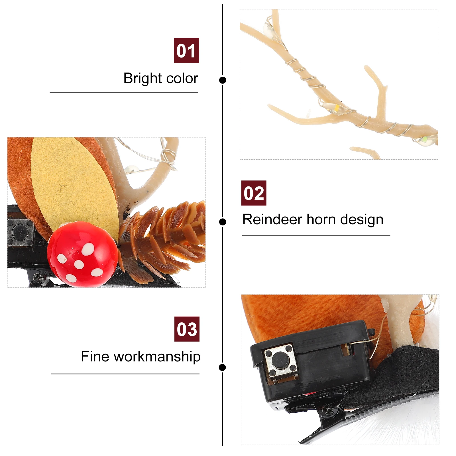 

Glowing Elk Antler Hairpins Christmas Reindeer Festival Headpiece Outfits Clip Hair Accessories Women Party Night Deer Horns