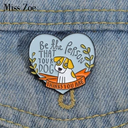 Dog Person Enamel Pins Custom Puppy Heart Shape Brooches Lapel Badges Pet Animal Jewelry Gift for Kids Dog Parents