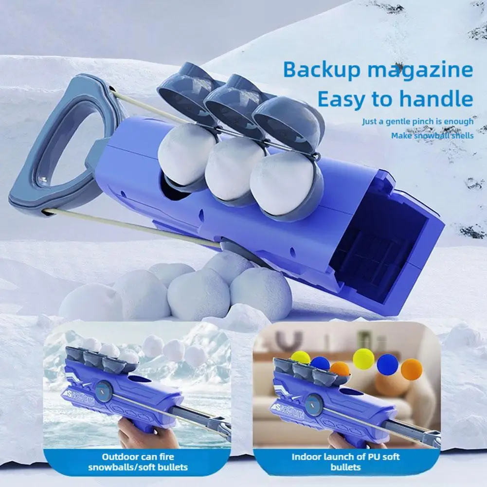 Snowball Launcher Gun Toy Cartoon Snow Clip Clamp Snow Ball Tools Parent Child Winter Outdoor Interaction Game Sport Toys