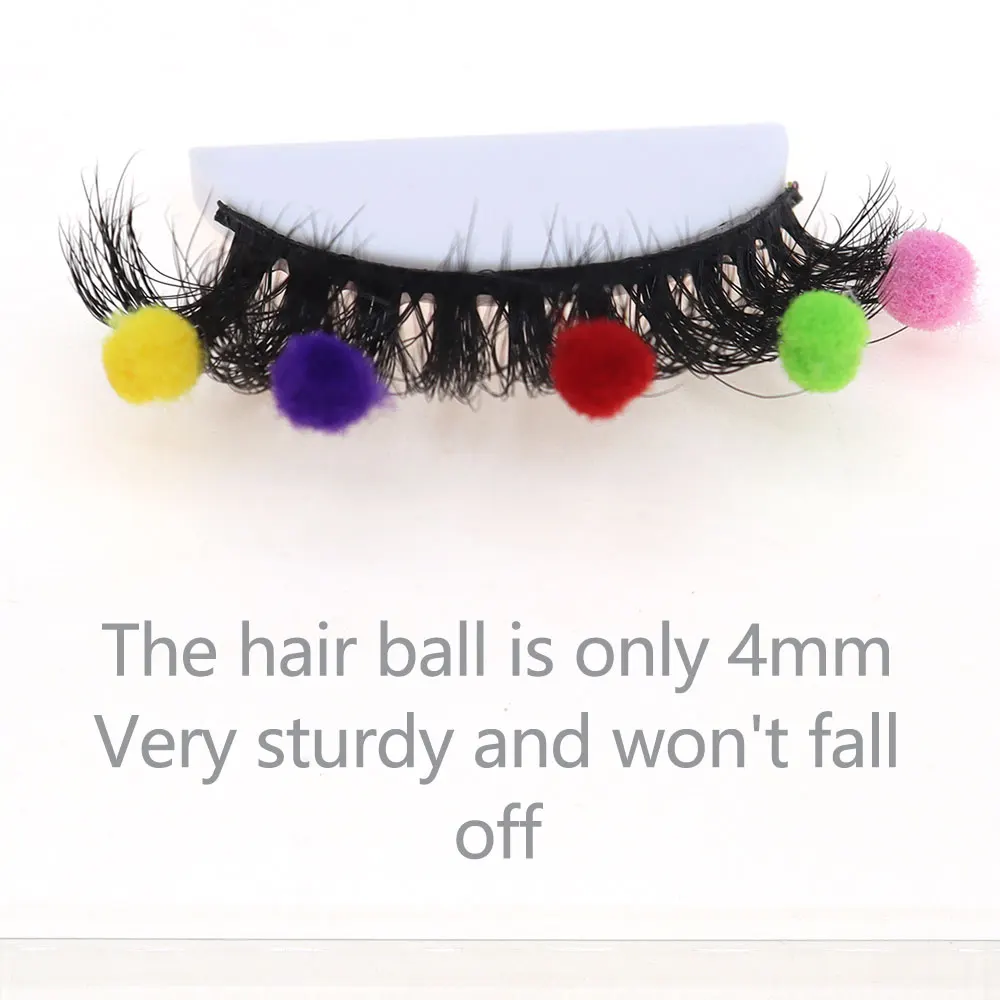 Coppia di graziose ciglia finte pelose colorate, stile naturale, adatte per cene cosplay, trucco di Natale e Halloween