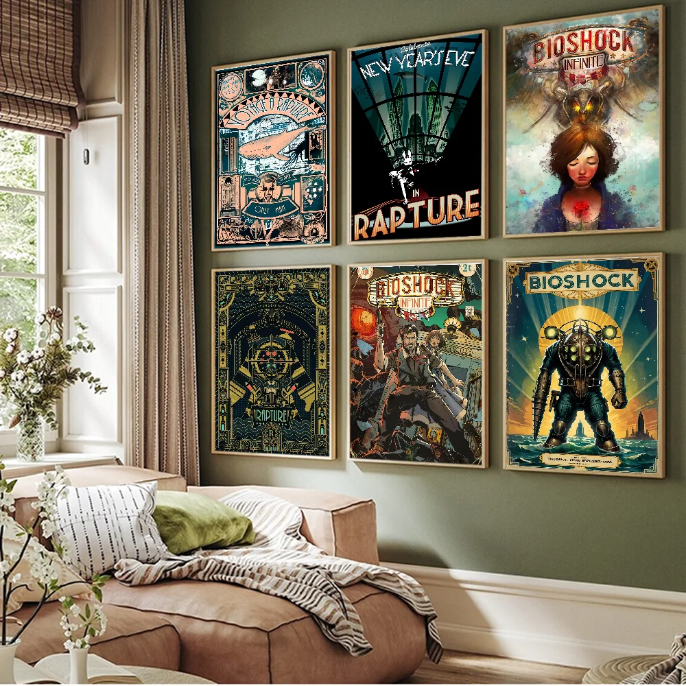 

Bioshock Rapture Whitepaper Poster Fancy Wall Sticker For Living Room Bar Decoration Decor Art Wall Stickers