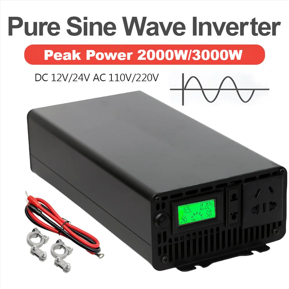 

Inverter 12V 220V 2000W 3000W 4000W DC 12v/24v To AC 220v/110v Pure Sine Wave Power Supply Voltage Converter Car Solar Inverter