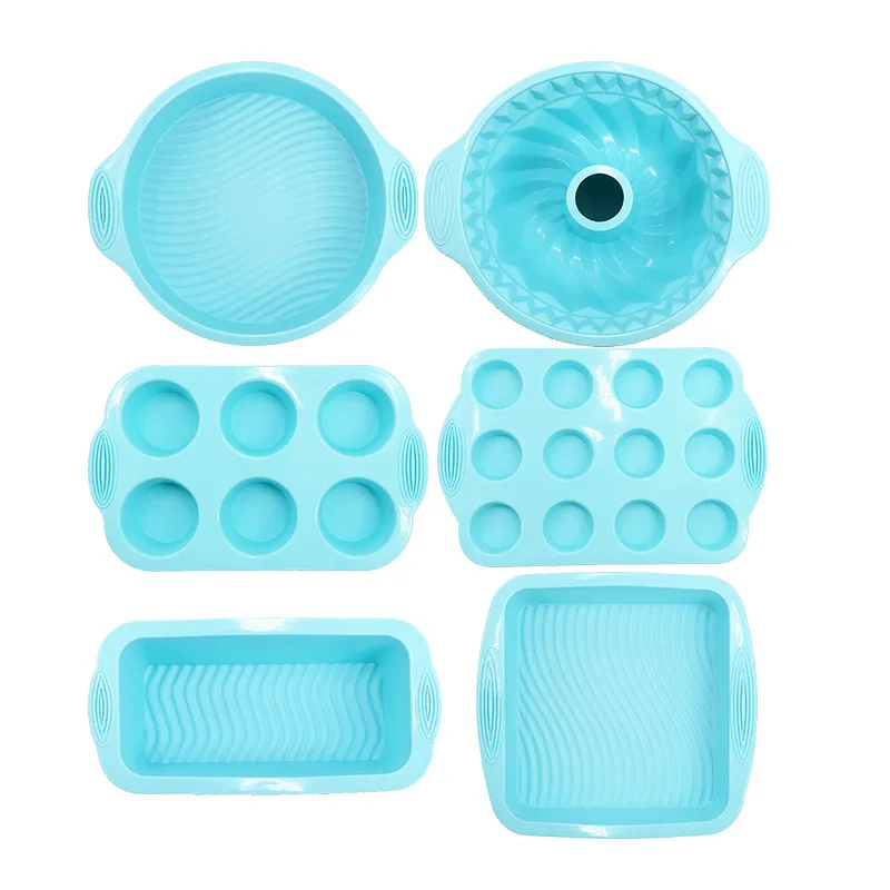 

6Pcs Sets Silicone Cake Mold Round Pastry Toast Bread Jelly Pudding Pans Gear Cupcake Muffin Mousse Baking Dessert BakewareTools