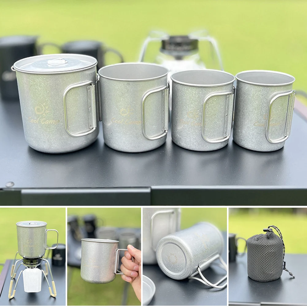 

4pcs Camping Cups Ultralight Portable Travel Cup 304 Stainless Steel Cookware Set for Outdoor Camping Backpacking