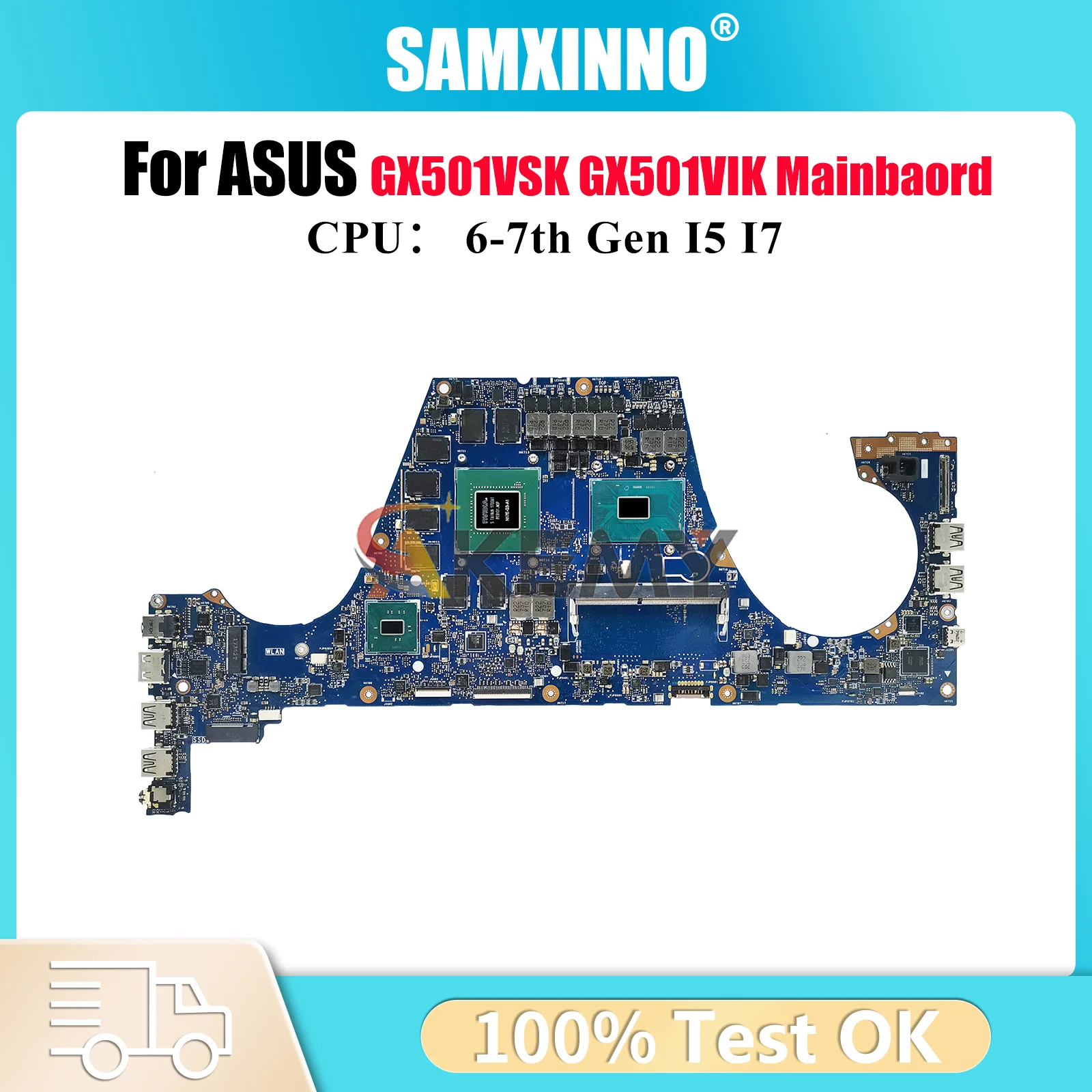 GX501VIK Laptop Motherboard For ASUS ROG Zephyrus GX501V GX501VSK GX501VIK Notebook Mainboard With I5 I7 CPU 100% tests OK stk