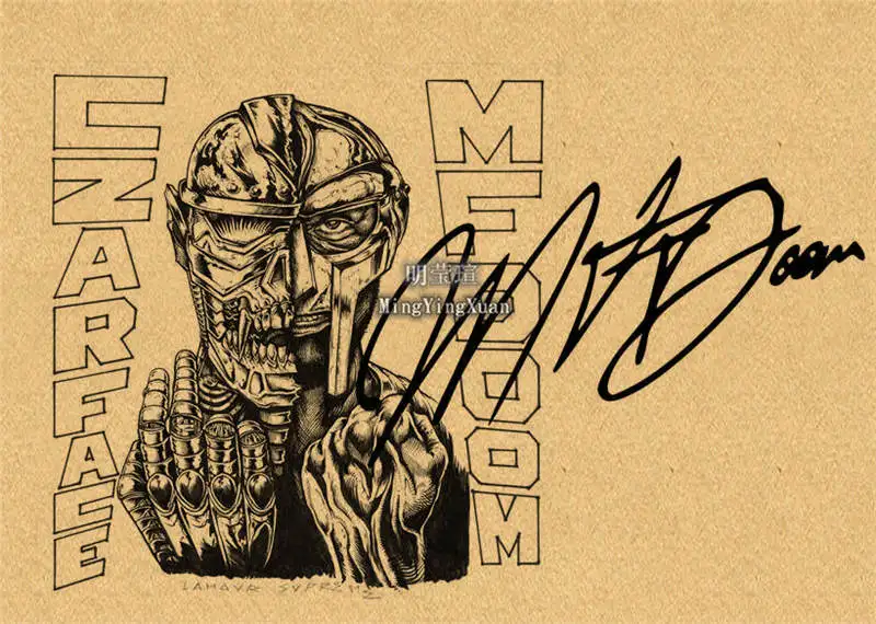 MF DOOM Posters Retro Kraft Paper Vintage Room Home Bar Cafe Decor Aesthetic Art Wall Painting gift