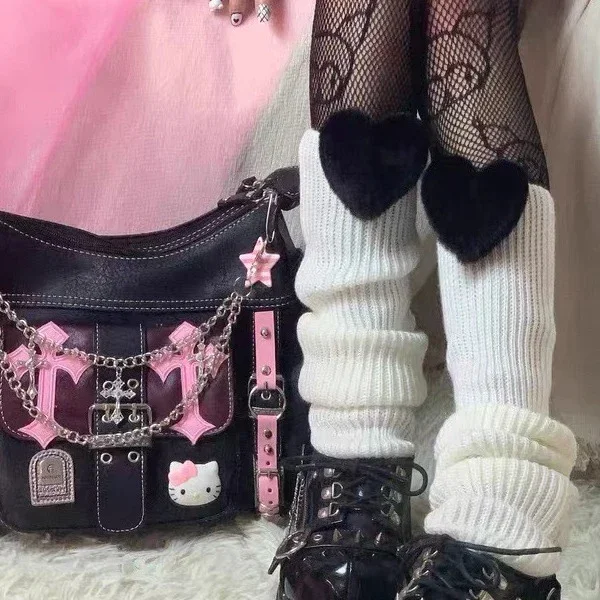 Hello Kitty Gothic Punk Vintage Crossbody Tassen Roze Kruis Kettingen Schoudertas Leuke Hot Girl Handtas Y2K Trend Tote Bag Girl Gift
