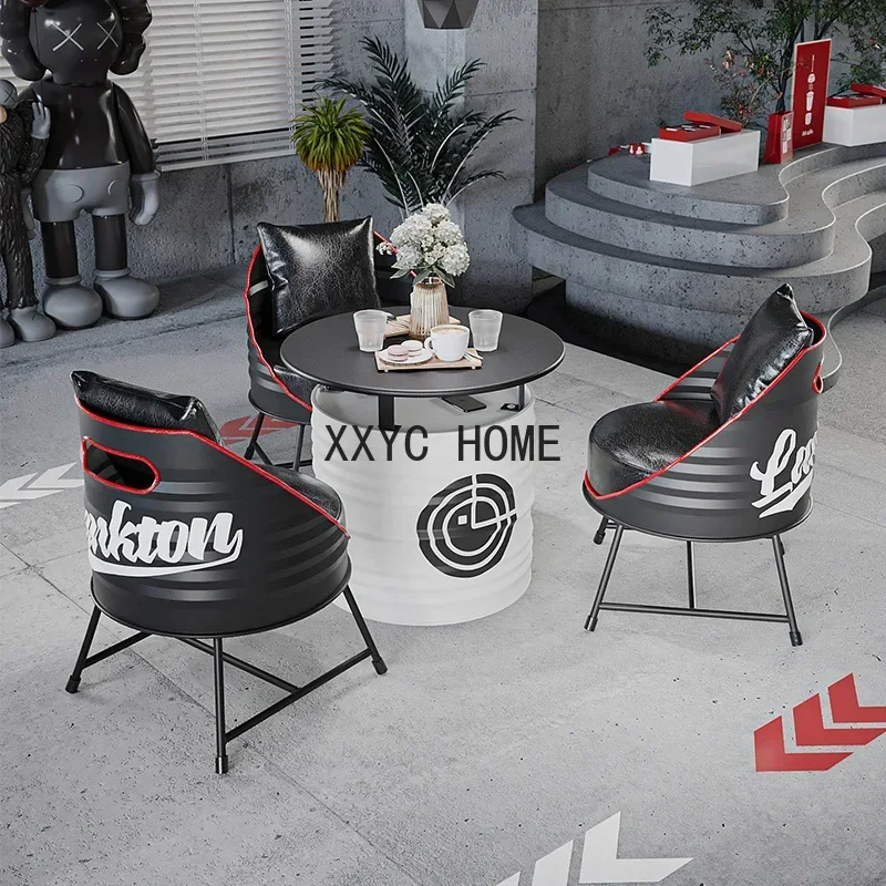Milk tea shop cafe Internet celebrity table and chair combination bar lounge retro industrial style creative wrought