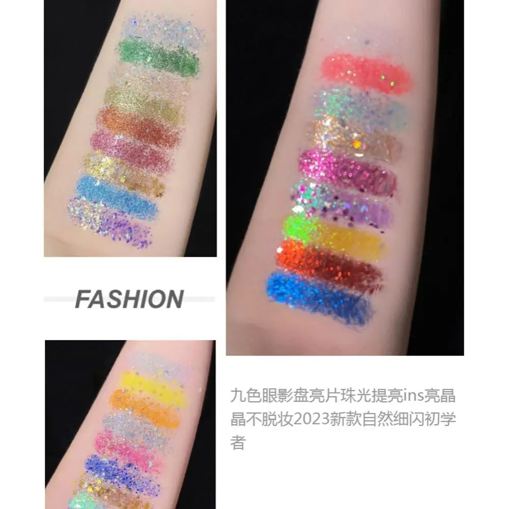 9color Eyeshadow Palette Fashion Matte Glitter Eye Makeup Cosmetic Tool Waterproof Pearlescent Eyeshadow Women Beauty