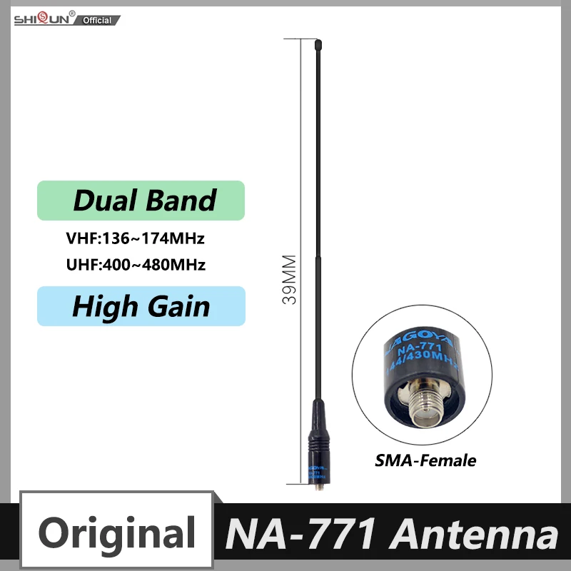 NA 771 Antenna Nagoya Gain Antenna VHF/UHF SMA Female For Baofeng UV-21 Pro V2 UV-18 Pro Max UV-5RH Quansheng UV-K5 UV-K6 Radio