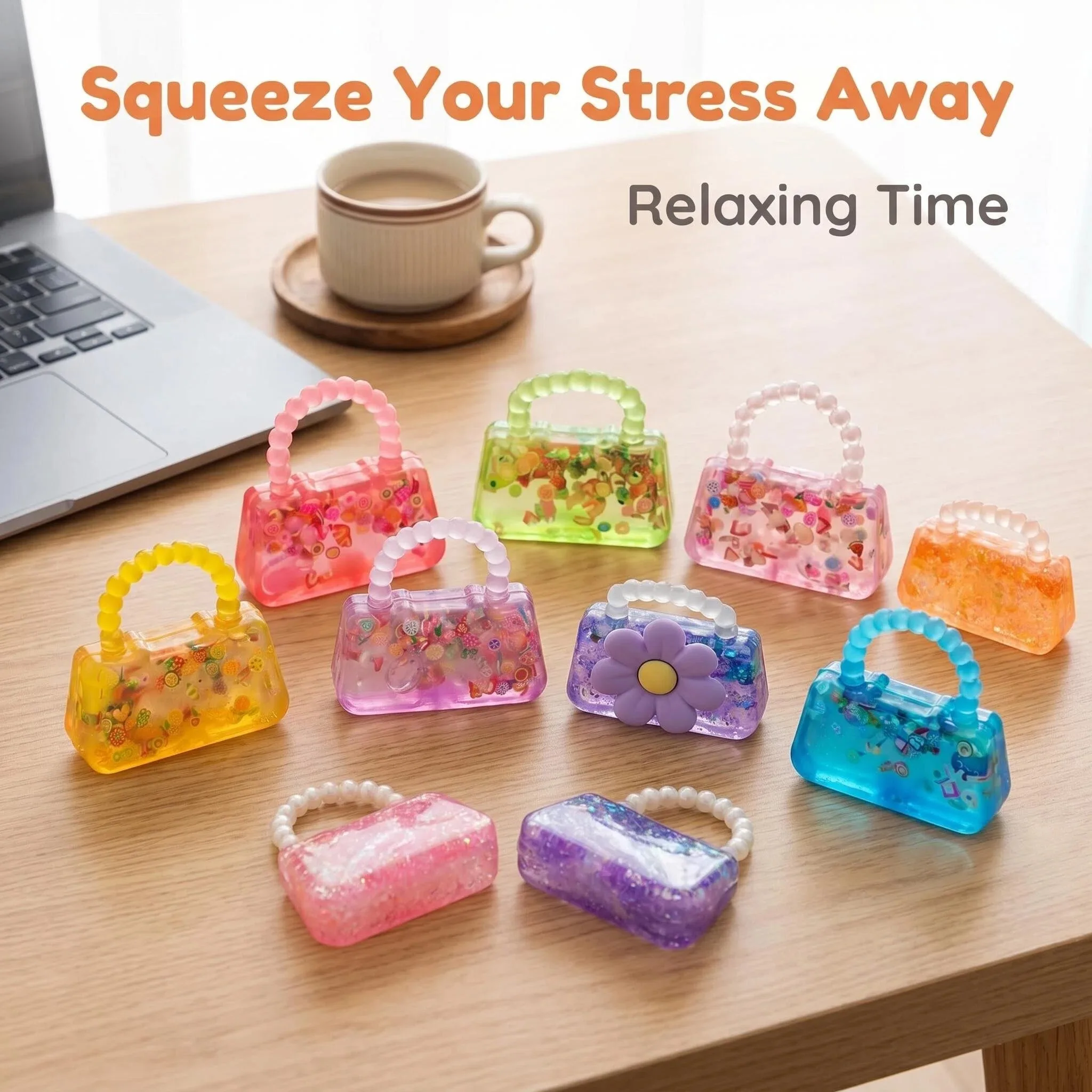 1 Piece of Randomly Colored Handbag-Shaped Stress Relief Toy, Squeeze Toy Bag, Handbag Holiday Gift, Cross-Border Tpr Slow Rebound Stress Relief Toy, Maltose