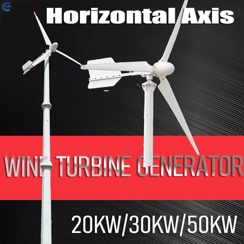 Free Energy 30KW Horizontal Axis Windmill Wind Turbine 48V 220V 380V High Power Wind Turbine Generators with Grid Tie System