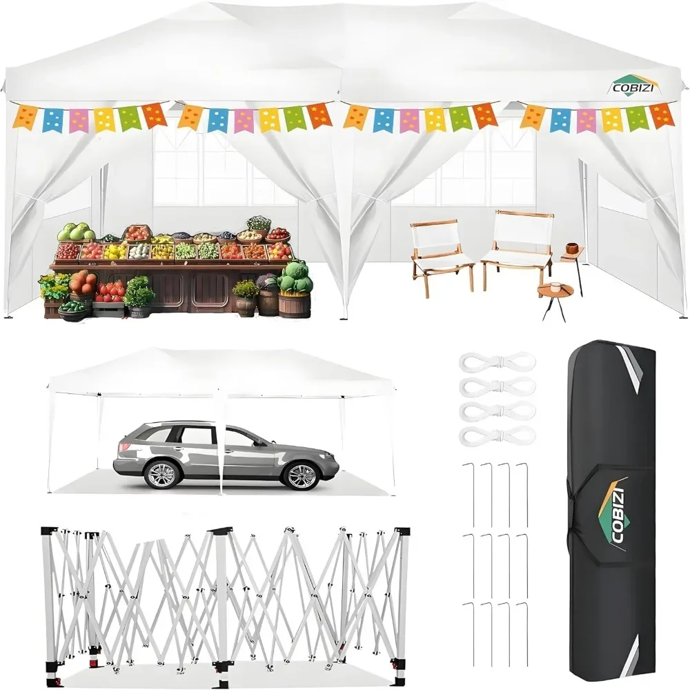 

10x20 Pop-up Canopy Tent with 6 Side Walls, Waterproof Portable Outdoor Canopy Tent 10x20 Ez Up Instant Shelter Tent