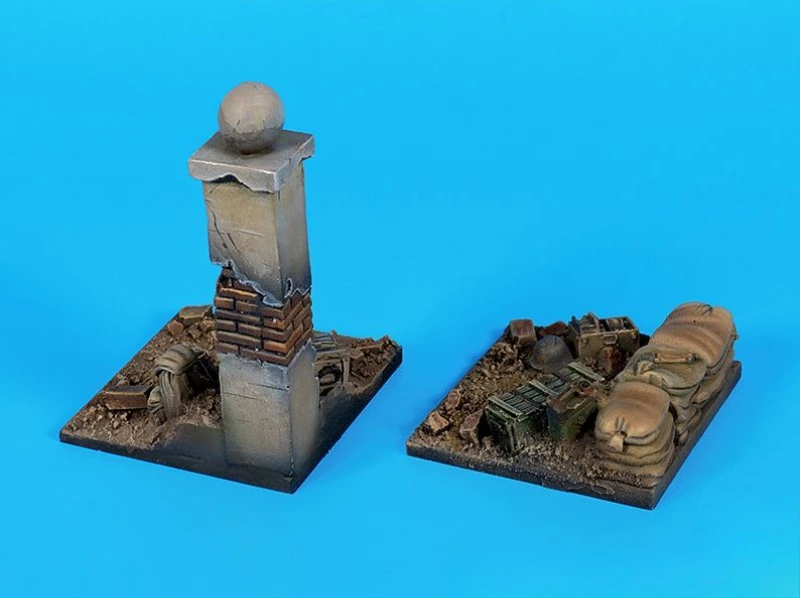 1/35 スケール ダイキャスト樹脂モデル 組み立てキット 戦場シーンベース (50x50mm) シーンモデル 未組立・未塗装