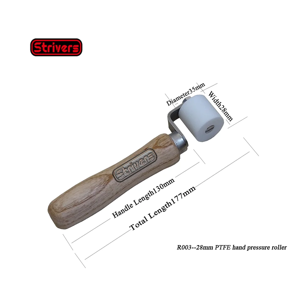 

R003 28mm Laser Logo Wooden Hand Press PTFE Seam Roller Tool Roofing Vinyl Decking Membrane Tarpaulin Banner Welding