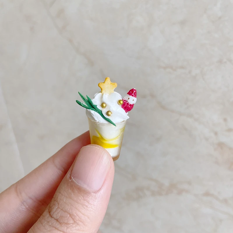 1Pcs 1:12 Dollhouse Miniature Ice Cream Cups Doll House Kitchen Food Accessories Mini Milkshake Ice Cream Kitchen Toys