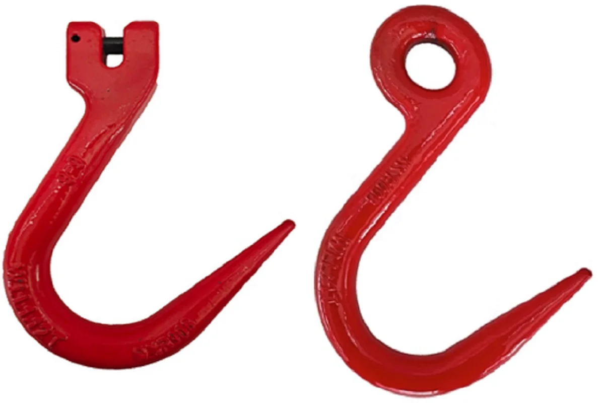 1Ton clevis type eye steel pipe lifting hook rebar sharp pointed mouth hook industrial grade lifting rigging hardware forged