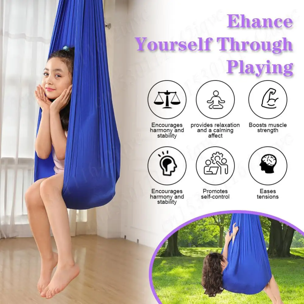 Kids Sensory Swing Elastic Therapy Swing Indoor Outdoor Yoga Suspension Beds Relaxing Calming Compression Therapy Swing Hammock