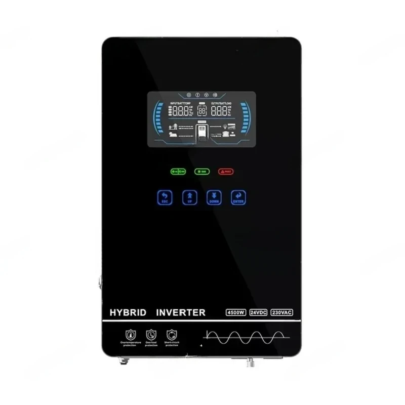 RisunPower 4.5KW 4500W Off Grid Single Phase Sine Wave MPPT Inverter 24V Battery 4.5KW LCD Display Glass Panel