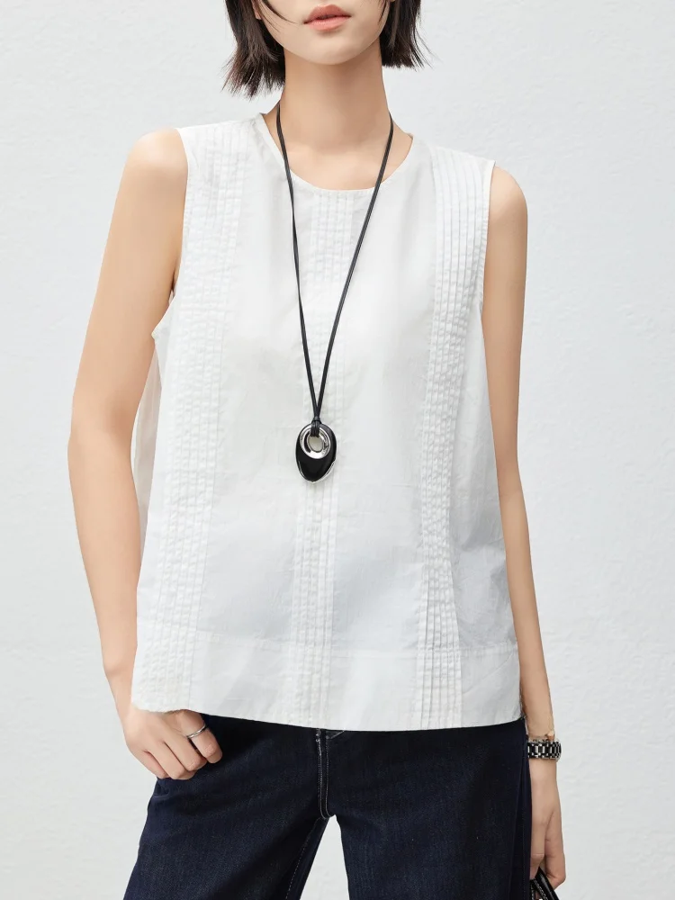 

Летний топ MeiYang из длинного вельветового хлопка с круглым вырезом, свободного кроя, с плиссировкой, повседневный, цельный