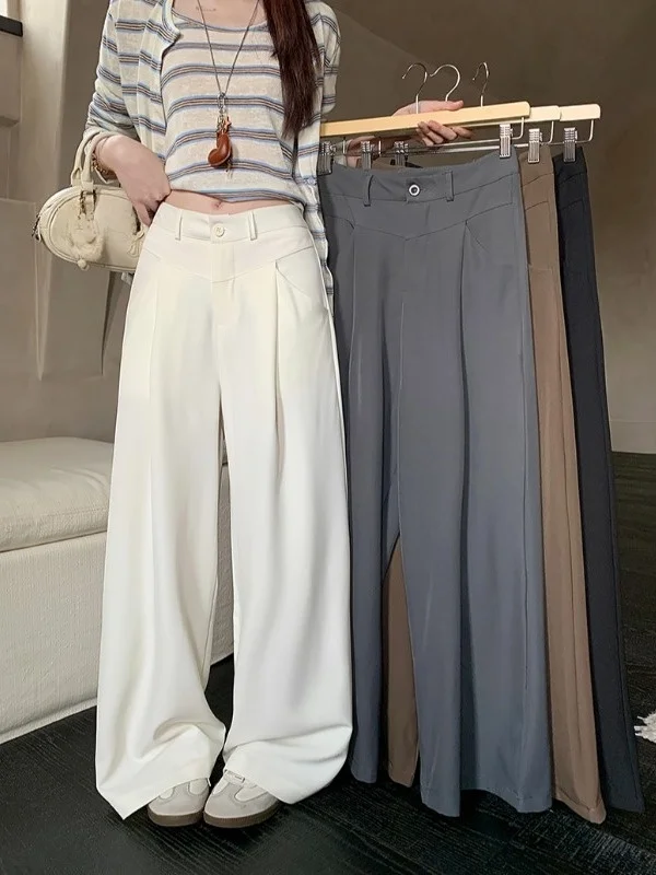 Caramel Color Wide Leg Suit Pants Women's High Waist Loose Fitting Long Trousers Autumn New Arrival Slimming Effect