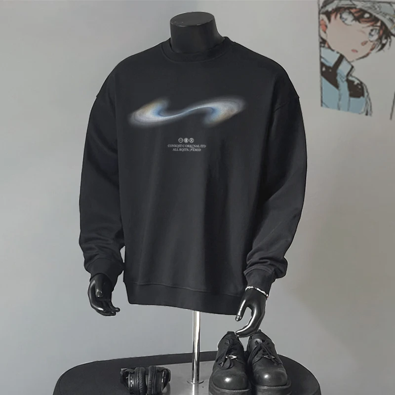 

Модный свитшот с круглым вырезом для мужчин, свободного кроя, осенне-зимний, плотный, повседневный, в американском стиле, брендовый, парный топ