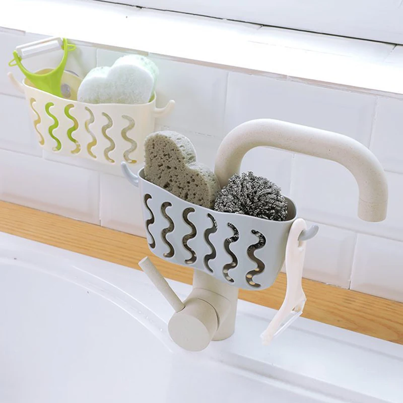 Kitchen Sink Sponge Holder Suction Cup Sink Organizer Rag Drain Rack Bathroom Punch-Free Toothpaste Toothbrush Storage Holder