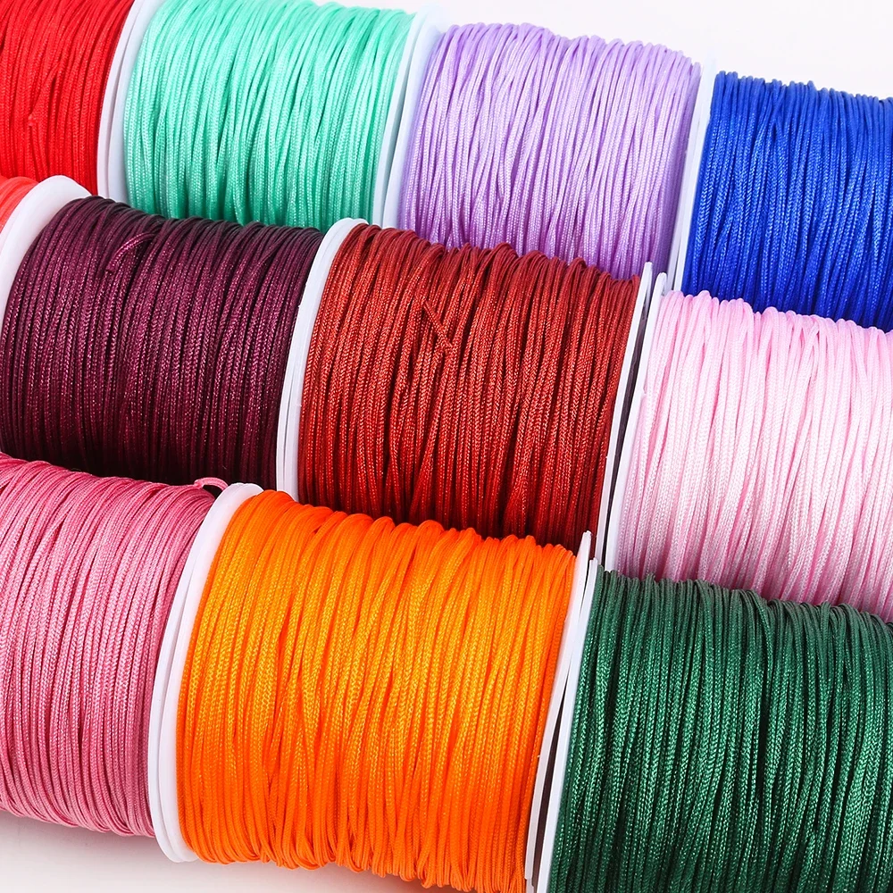 0.8mm 40M/ Roll Colorful Nylon Cord Cotton Thread Satin String For Braided Bracelet, Chinese Knot,Jewelry Making Beading Braided