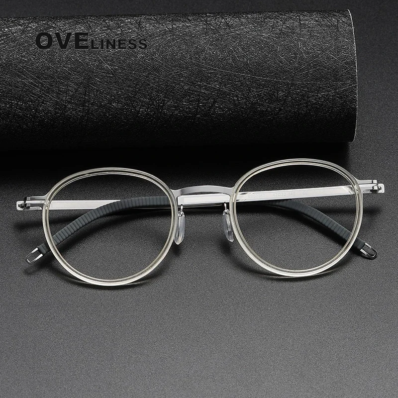 

Acetate Titanium Glasses Frame men Women 2024 New Vintage Retro Round Screwless Eyeglasses frames male female Spectacles Eyewear