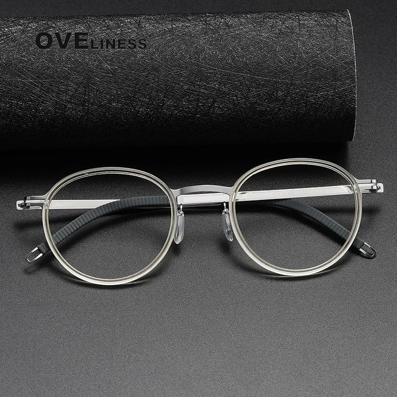 Acetate Titanium Glasses Frame men Women 2024 New Vintage Retro Round Screwless Eyeglasses frames male female Spectacles Eyewear