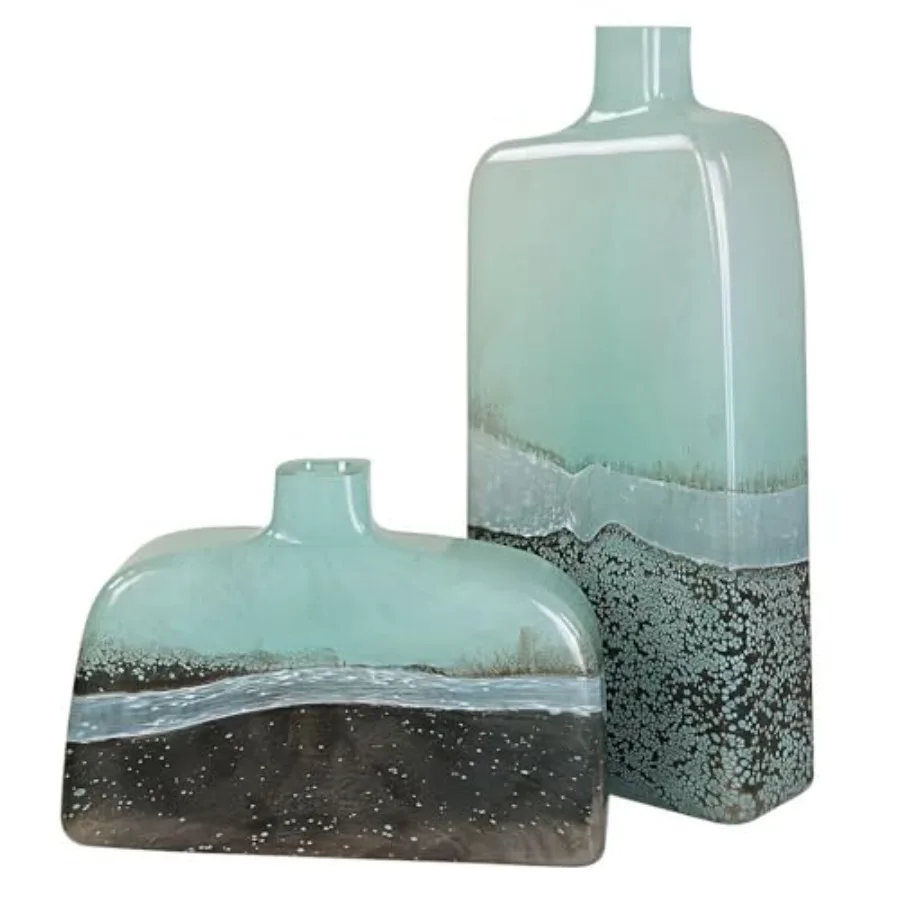 Home decor vase set 2 pcs glass clear elegant tapered silhouette for modern living room or dining table display