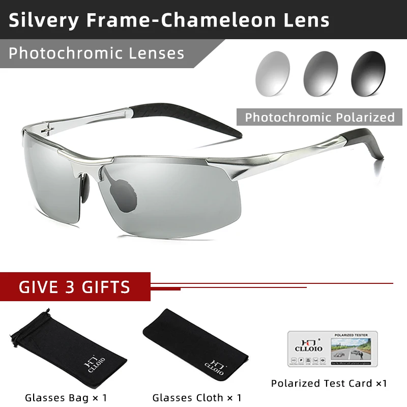 CLLOIO Aluminium Photochrome Sonnenbrille Männer Polarisierte Tag Nacht Fahren Chameleon Gläser Anti-Glare Ändern Farbe Sonnenbrille UV 10