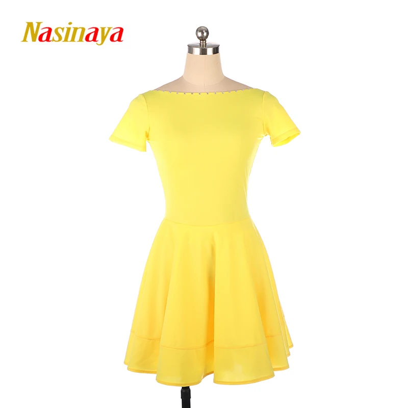 Figure skating costume, performance costume, customized for children, adults, girls, competition dress, yellow backless