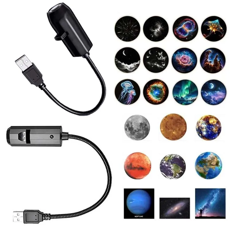 1 Set Romantic Rotatable Galaxy Star Projector Portable USB LED Night Light Sleep Atmosphere Lamp Home Wedding Party Decoration