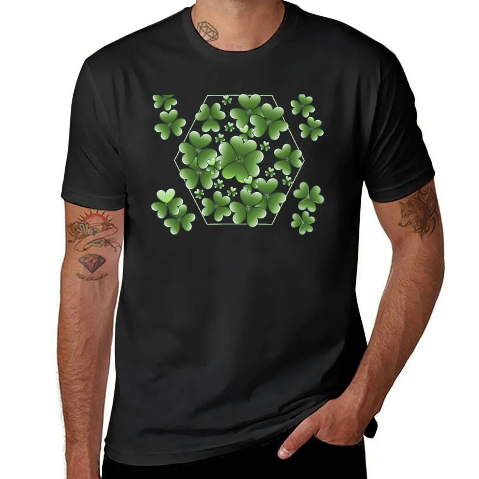 Lucky Clover Kaleidoscope T-Shirt summer clothes quick-drying big and tall t shirts for men