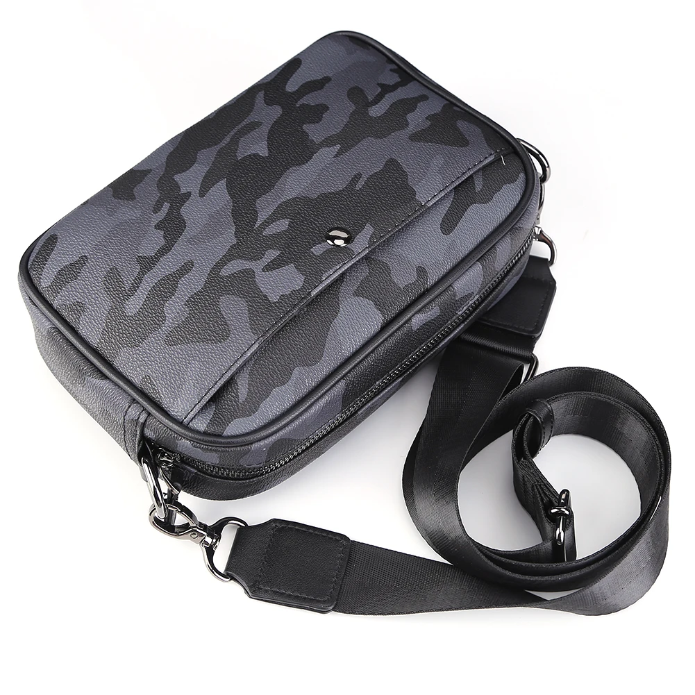 

Business Men PU Leather Crossbody Satchel Small Square Casual Shoulder Bag Plaid Designer Messenger Bag Travel Sling