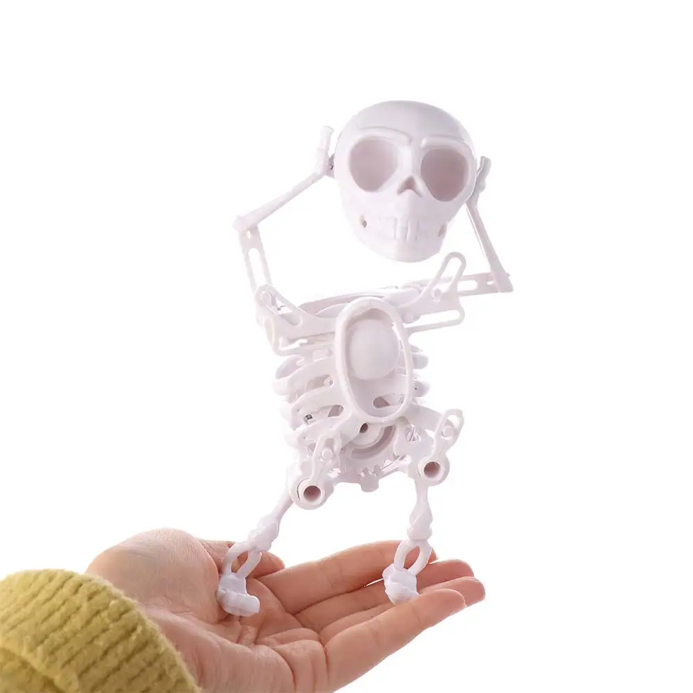 Plastikowa nakręcana zabawka - tańczący szkielet, symulacja kołyszącej się głowy, druk 3D, potrząsająca się lalka z czaszką, mini kolekcja, zabawka nakręcana na sprężynę.