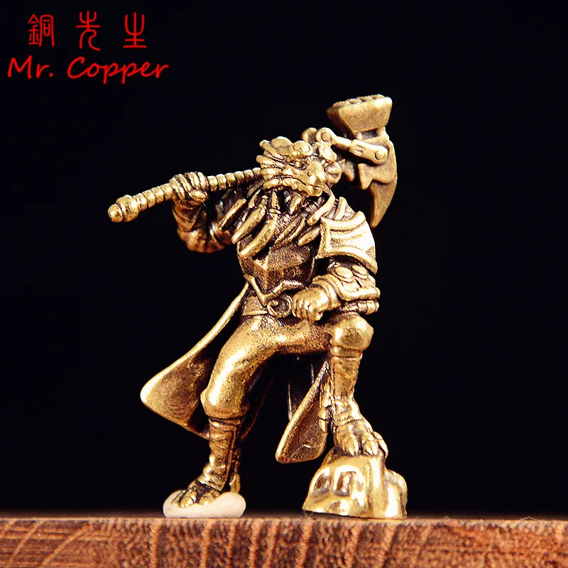 Brass Bird Head Warrior Figurines Miniatures Desktop Ornaments Retro Metal Solider Models Home Decorations Crafts Accessories ﻿