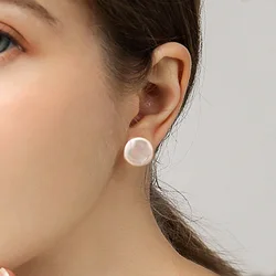 BIg Natural Freshwater Pearl 925 Sterling Silver Korean Earrings Fashion Jewelry Gifts for Women cauuev