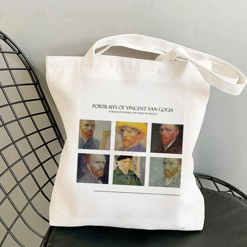 Shopper Van Gogh Img Gedruckt Kawaii Tasche Harajuku Frauen Einkaufstasche Leinwand Shopper Tasche Mädchen Handtasche Tote Bag Schulter Dame tasche