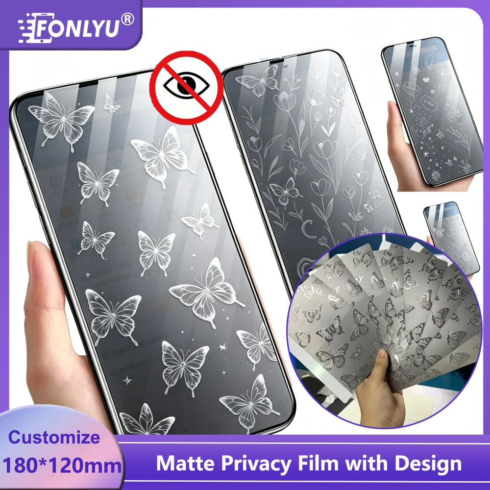 FONLYU 50pcs Transparent TPU Hydrogel Matte Privacy Film With Design for Mobile Phone Screen Protector Cutting Plotter Machine